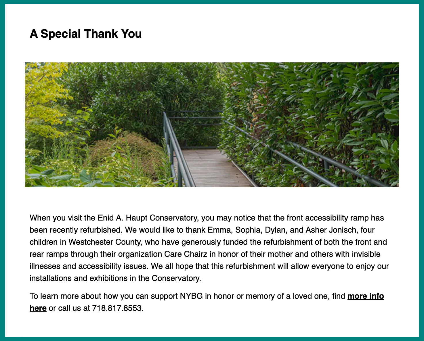 Thank You from New York Botanical Garden